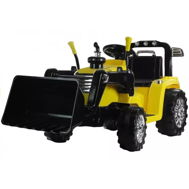 Tractor-excavadora eléctrico infantil PETMEX ZP1005 con pala móvil, Amarillo