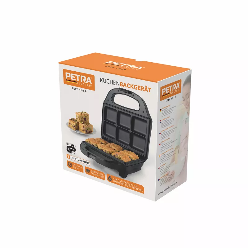 Petra PT5921DEKF Cake Maker – 7 minipasteles/cupcakes/donuts, 700W, antiadherente, negro