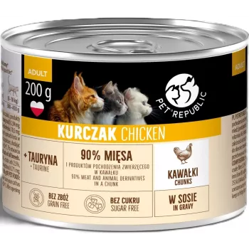 PETREPUBLIC Adult Trozos de pollo en salsa Comida húmeda para gatos – 10 x 200g