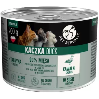 PETREPUBLIC Adult Sterile Chunks with Duck in Sauce – comida húmeda para gatos – 10x200g