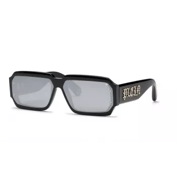 PHILIPP PLEIN MAN SPP150-670703 Gafas de sol rectangulares montura negra lentes grises 67/11/145 mm