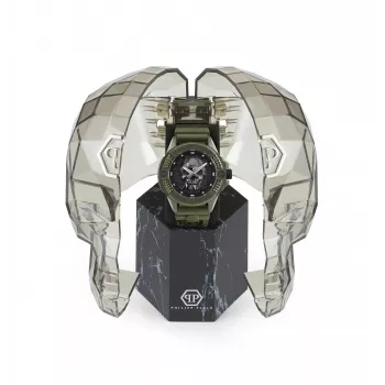 Philipp Plein Reloj automático esqueleto para hombre PWUBA0423 44mm silicona negra