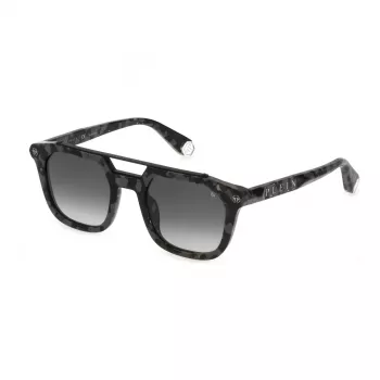 Philipp Plein gafas de sol de hombre SPP001M510721 - montura de acetato negra, lentes grises, 51 mm