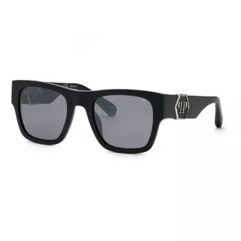 Philipp Plein Gafas de Sol Hombre SPP042M54703X - Montura Negra, Lentes Grises, 54 mm