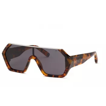 Gafas de sol de hombre Philipp Plein SPP047990728 - Montura de acetato negra, lentes de policarbonato grises, protección UV400