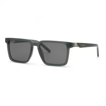 Philipp Plein Sport Gafas de sol para hombre SSP034-566S8M Negro/Gris Rectangulares Espejadas