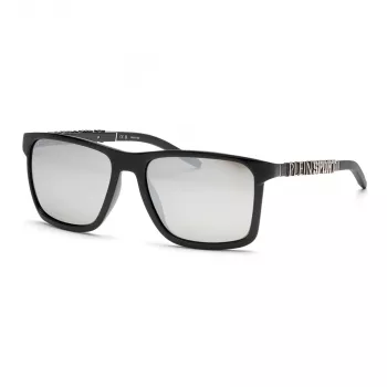 PHILIPP PLEIN SPORT Gafas de sol de hombre SSP013-58Z42Z - Montura de acetato negra, lentes de policarbonato grises, 58/17/145 mm