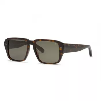 Gafas de sol de hombre PHILIPP PLEIN SPP081-550722 acetato negro lentes grises 55/17/145 mm