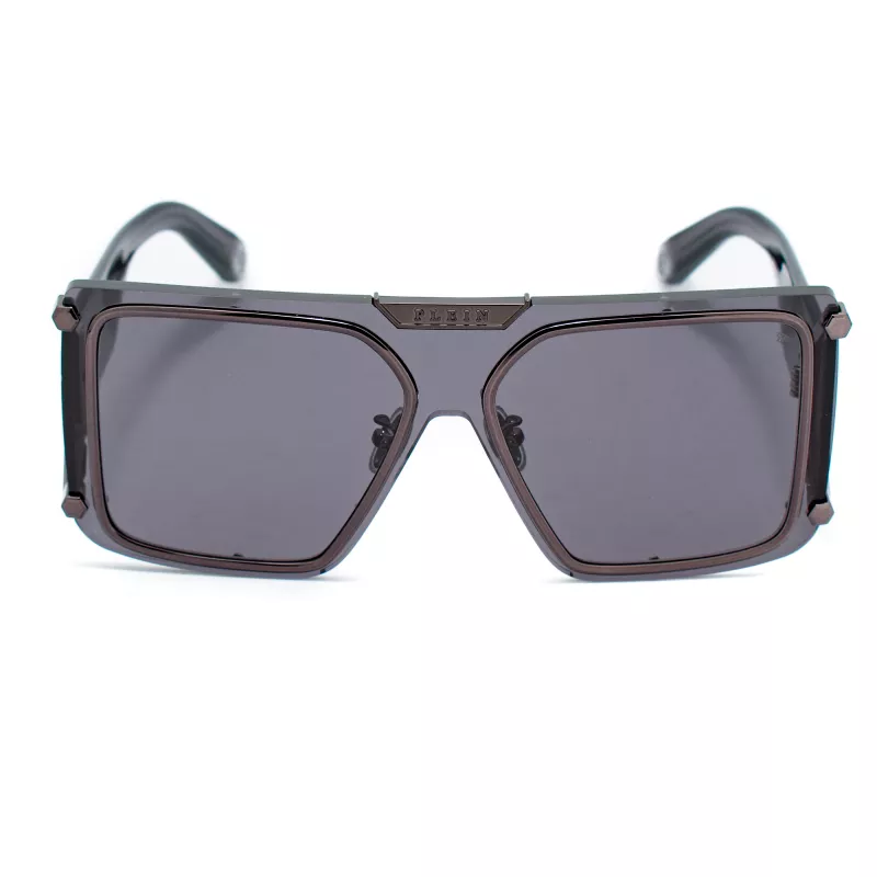 Philipp Plein SPP096M990I86 Gafas de Sol Hombre Pilot Aviator Metal Negro Gris Degradado UV400 99mm