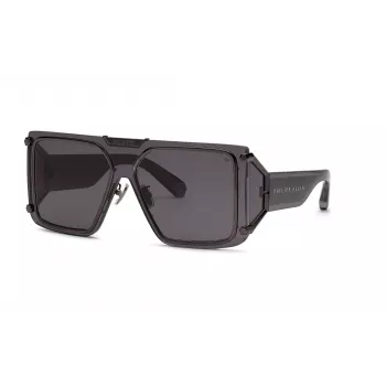 Philipp Plein SPP096M990I86 Gafas de Sol Hombre Pilot Aviator Metal Negro Gris Degradado UV400 99mm