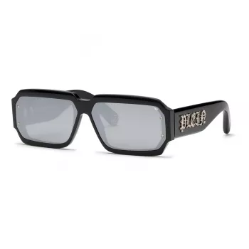 Gafas de sol de hombre PHILIPP PLEIN SPP150-670700, montura de acetato negra, lentes gris oscuro, 67/11/145 mm