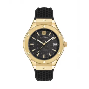 Philipp Plein The $kull reloj de cuarzo hombre 44mm caja de acero inoxidable correa de silicona negra PWUFA0225