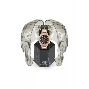 Philipp Plein Reloj de cuarzo de hombre The Skeleton PWSAA0623 44mm Correa de silicona negra