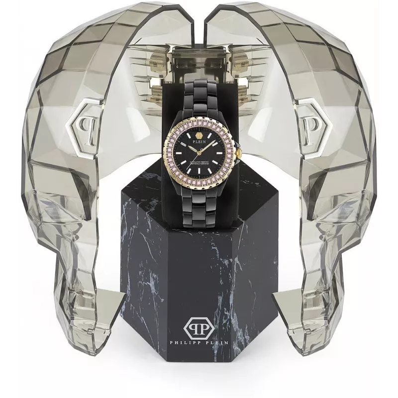 Philipp Plein The Skull reloj de cuarzo mujer 38mm acero inoxidable negro silicona PWPPA0324
