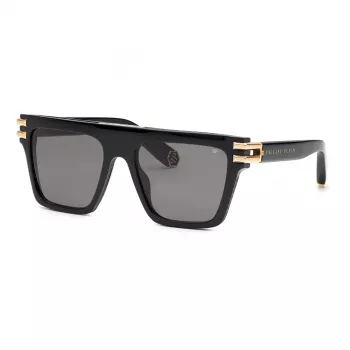PHILIPP PLEIN gafas de sol unisex SPP108M560700 - montura negra, lentes grises, 56 mm