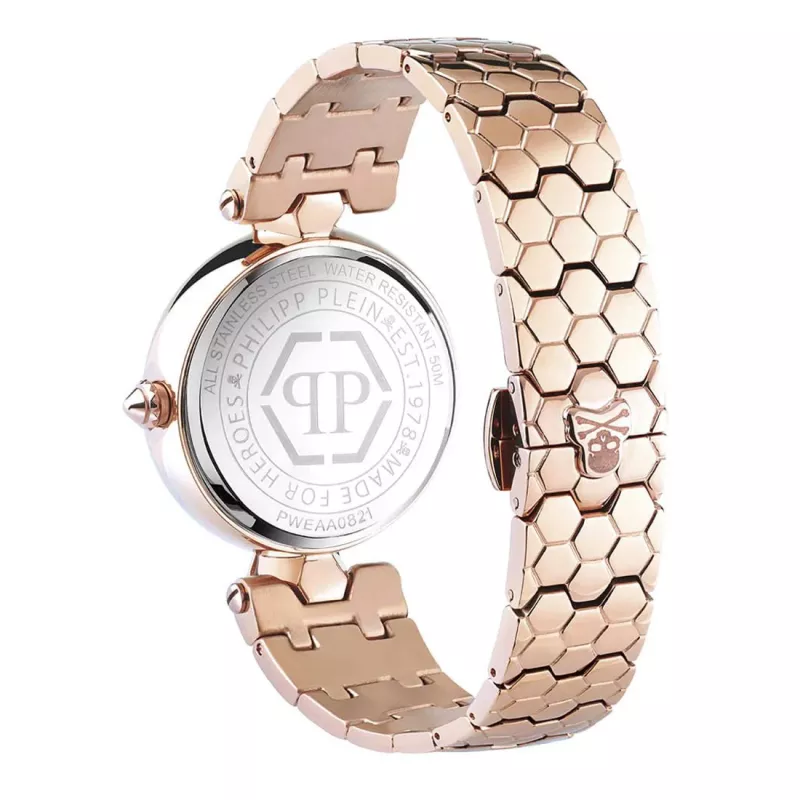 Philipp Plein reloj para mujer PWEAA0821 32mm acero inoxidable reloj de cuarzo con esfera de calavera negra
