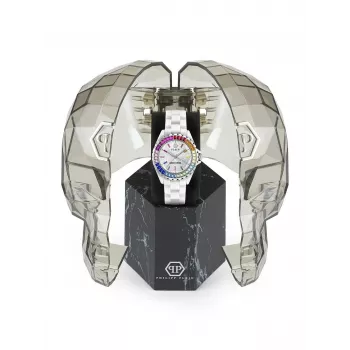 Philipp Plein reloj de mujer de cuarzo PWPPA0124 The Skeleton 38mm caja de acero inoxidable con PVD oro rosa correa de silicona negra