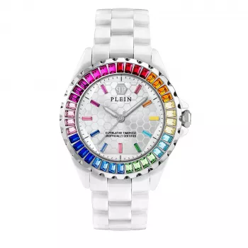 Philipp Plein reloj de mujer de cuarzo PWPPA0124 The Skeleton 38mm caja de acero inoxidable con PVD oro rosa correa de silicona negra