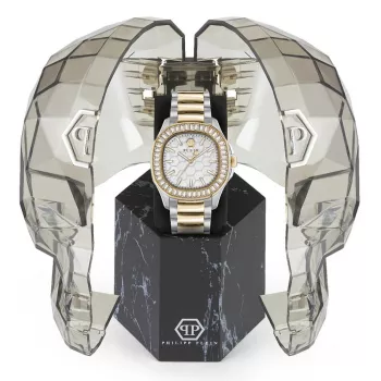 Philipp Plein Reloj automático skeleton de mujer PWTAA0523 38mm Color oro rosa Acero inoxidable y silicona negra
