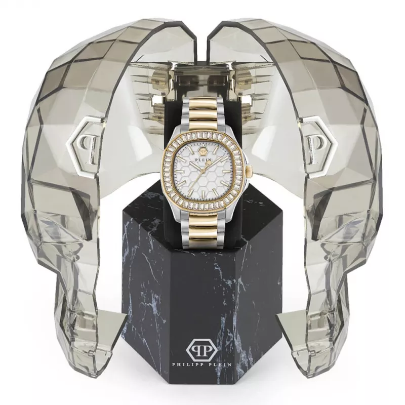 Philipp Plein Reloj automático skeleton de mujer PWTAA0523 38mm Color oro rosa Acero inoxidable y silicona negra