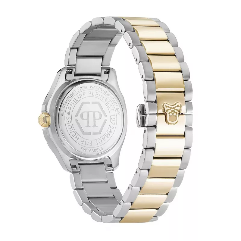 Philipp Plein Reloj automático skeleton de mujer PWTAA0523 38mm Color oro rosa Acero inoxidable y silicona negra