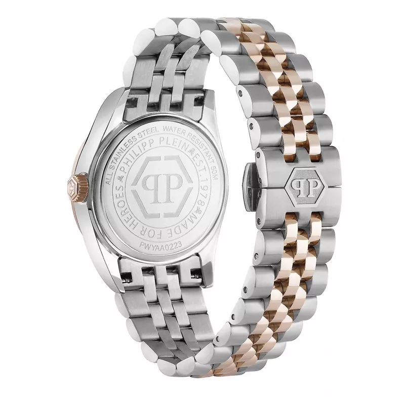 Philipp Plein Reloj de mujer PWYAA0223 The $kull cuarzo analógico 34mm correa de silicona negra