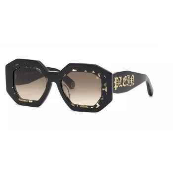 Philipp Plein Gafas de sol de mujer SPP098M530700 - Montura de acetato negra, lentes grises, 53 mm