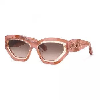 Philipp Plein Gafas de sol de mujer SPP099M5506Z8 - Montura de acetato negra, lentes grises, 55/18/140 mm