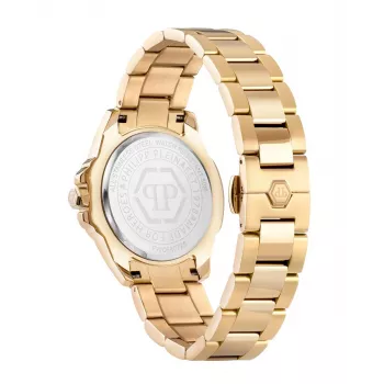 Philipp Plein Reloj de mujer The $kull cuarzo 38mm acero inoxidable esfera negra correa de silicona PWOFA0725