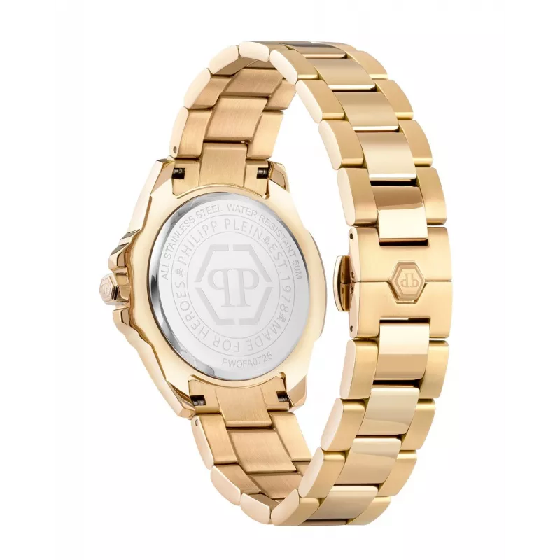 Philipp Plein reloj de mujer de cuarzo The $kull 38mm acero inoxidable esfera negra correa de silicona PWOFA0725