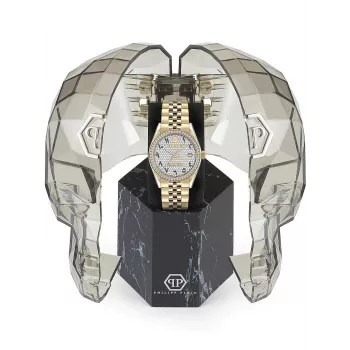 Philipp Plein reloj de mujer PW2BA0223 38mm tono oro rosa acero inoxidable silicona blanca