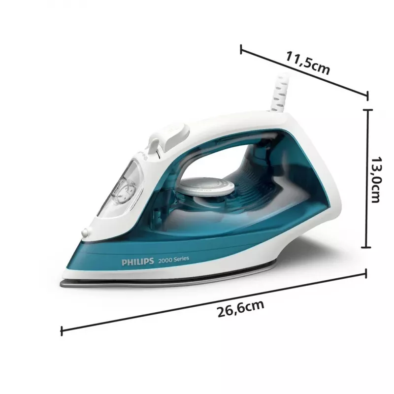 Philips 2000 series DST2010/20 Plancha de vapor, 2000 W, suela antiadherente, depósito de agua de 200 ml, gris