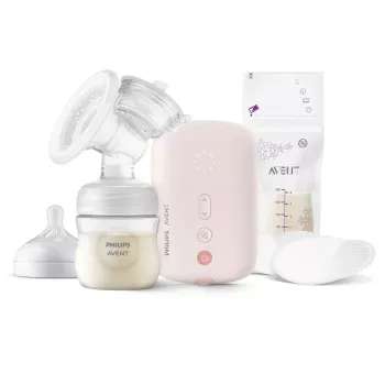 Philips AVENT SCF395 Sacaleches eléctrico - Individual, Natural Motion Technology, 8 niveles de estimulación y 16 de extracción, sin BPA, pantalla digital, silencioso