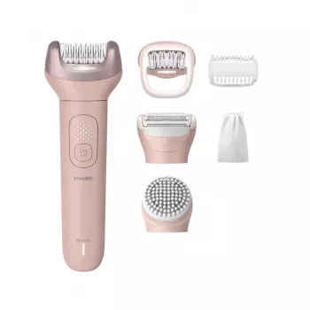 Philips Epilator Series 9000 BRE718/00 Depiladora inalámbrica para uso en húmedo y seco con 32 pinzas, discos cerámicos, Opti-Light, 2 velocidades, batería de litio, 40 min de autonomía, incl. accesorio de contacto óptimo, accesorio para zonas sensibles, guante exfoliante