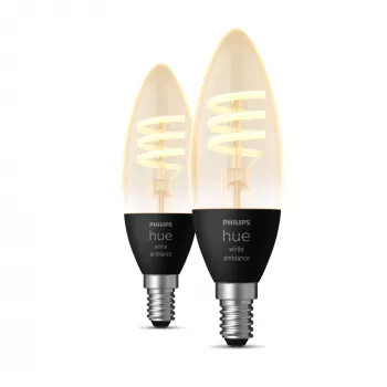 Philips Hue E14 White Ambiance 4,6W Bombilla LED filamento vela pack de 2