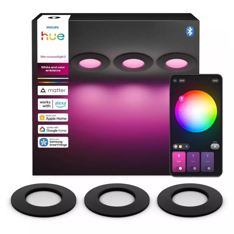 Philips Hue White & Color Ambiance Slim Recessed Light S x3 - negro