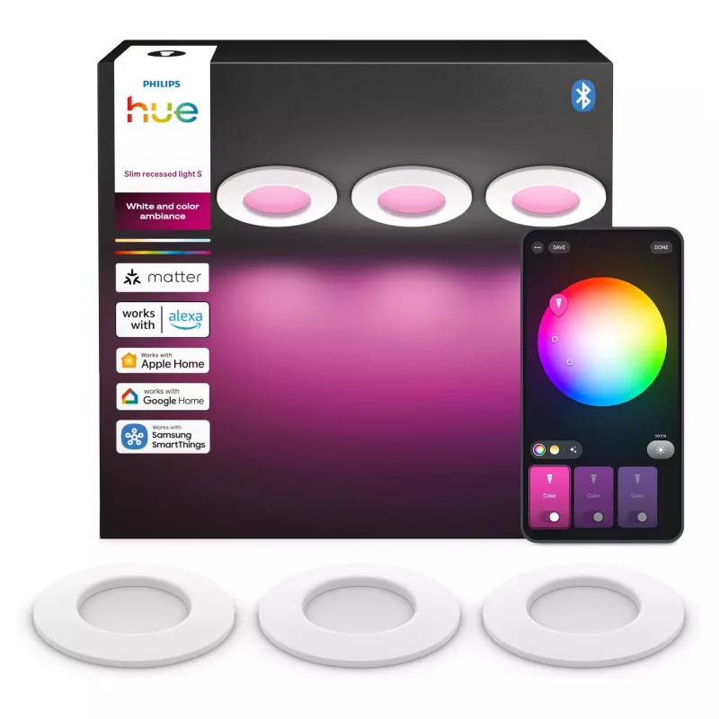 Philips Hue White & Color Ambiance Slim Recessed Light S x3 - blanco