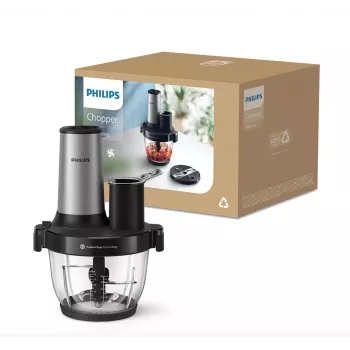 Philips Series 5000 Picadora de alimentos HR1504/00, 800 W, bol de 2,1 L, blanco