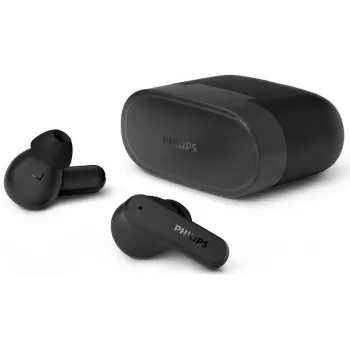 Auriculares inalámbricos PHILIPS TAT2000BK/00 True Wireless In-Ear Bluetooth 5.0 con estuche de carga, protección IPX4 contra salpicaduras y sudor, micrófono integrado, Negro