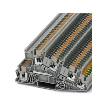 Phoenix 3213949 PTI 2,5-PE/L/L Borne de carril multinivel, Push-in, 3 niveles, 6 conexiones, 2,5 mm², 400 V, 24 A, gris