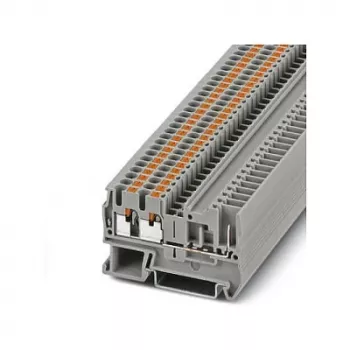 Phoenix Contact PT 2,5-TWIN/1P borne de paso push-in, gris, 24A, 500V, montaje en carril DIN, 26-12 AWG, 3 conexiones