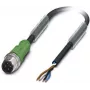 Phoenix Contact SAC-4P-M12MS/ 3,0-PUR Cable de sensor/actuador, conector M12 recto a extremo abierto, 4 polos codificación A, 3 m PUR negro-gris