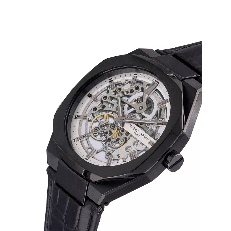 Pierre Cardin Reloj analógico de cuarzo de hombre CF.1002.LB.1 42mm esfera negra correa de piel