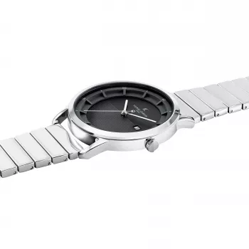 Pierre Cardin reloj hombre analógico de cuarzo CLC.6006 - Caja de acero inoxidable 43mm correa de piel negra