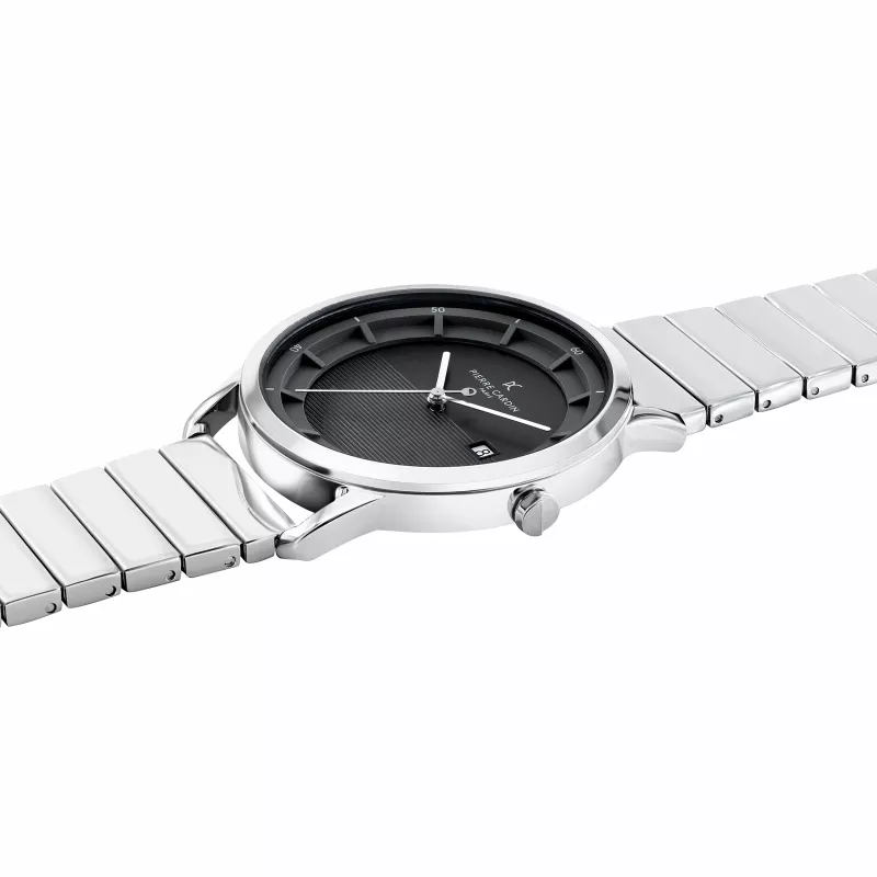 Pierre Cardin reloj hombre analógico de cuarzo CLC.6006 - Caja de acero inoxidable 43mm correa de piel negra