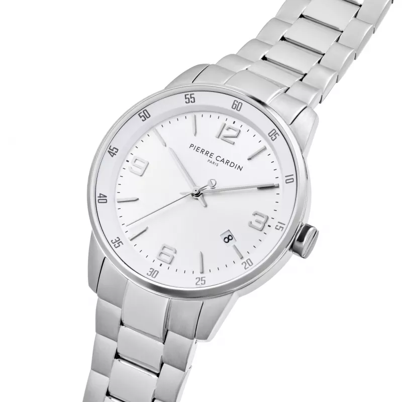 Pierre Cardin Reloj analógico de cuarzo de hombre CMR.0006 40mm acero inoxidable esfera negra correa de piel