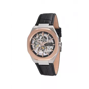 Pierre Cardin Reloj analógico de cuarzo para hombre CF.1002.LB.2 42mm acero inoxidable esfera negra correa de piel