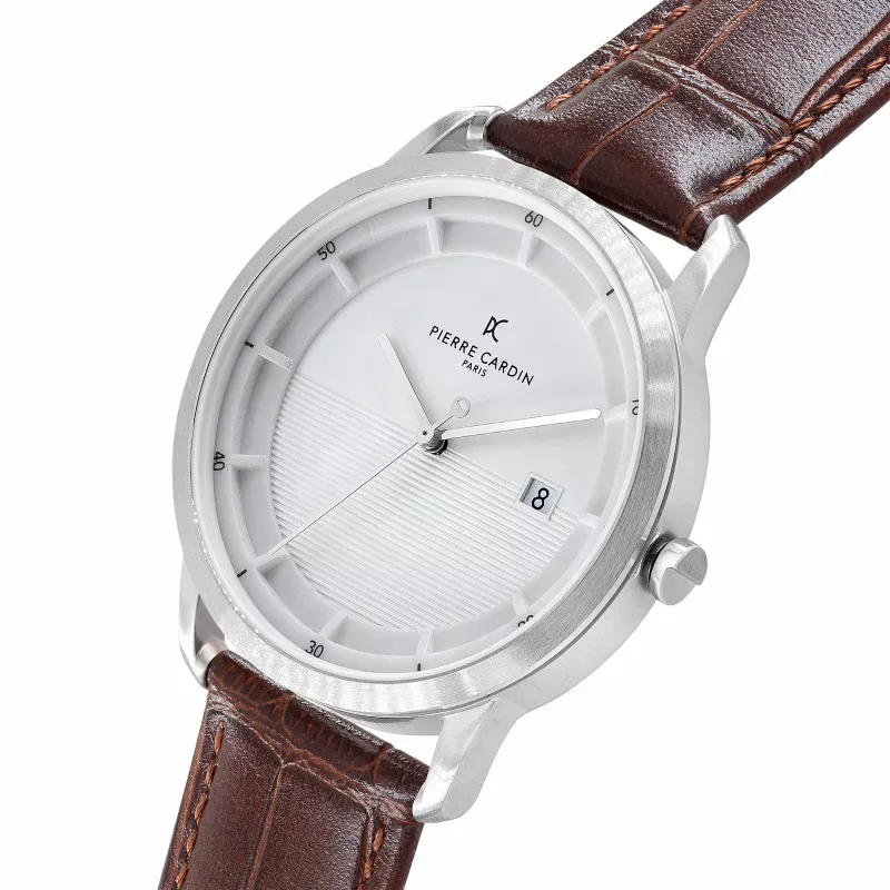 Pierre Cardin Reloj de hombre CLC.6000 cuarzo analógico 43mm caja de acero inoxidable correa de piel negra
