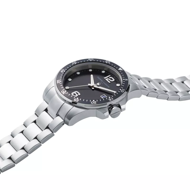 Pierre Cardin Reloj de hombre cuarzo analógico CNI.0026 40mm caja de acero inoxidable correa de piel negra