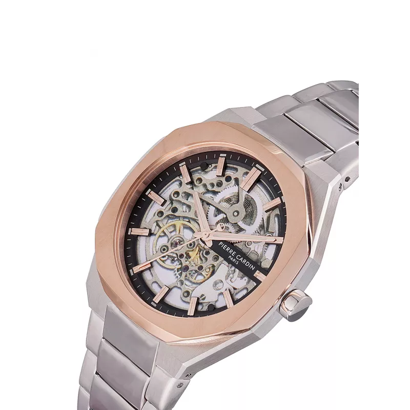 Pierre Cardin Reloj de cuarzo para hombre CF.1002.MU 42mm Acero inoxidable Esfera negra Correa de piel